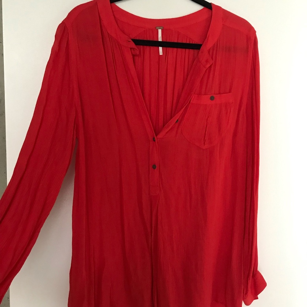 Red Free people tunic